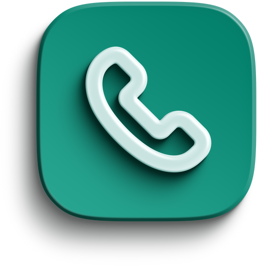 Green square 3D phone icon with drop shadow