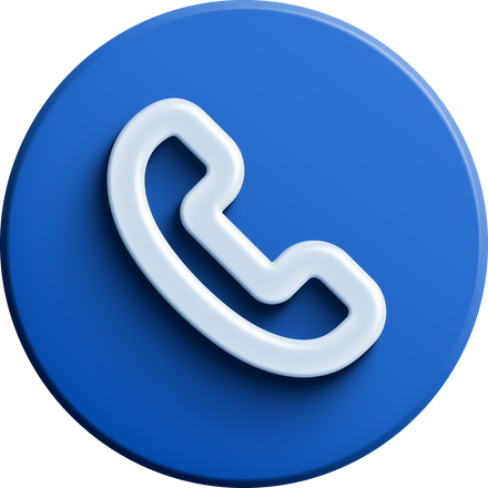 Blue round 3D phone icon